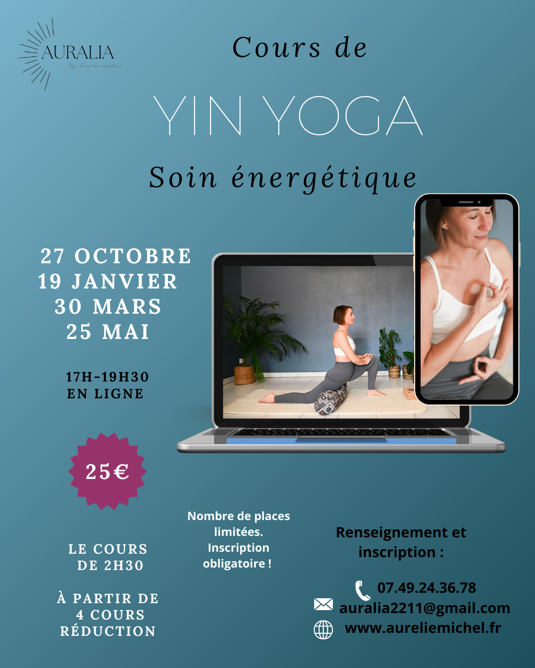 cours de  yin yoga et soin soin énergétique